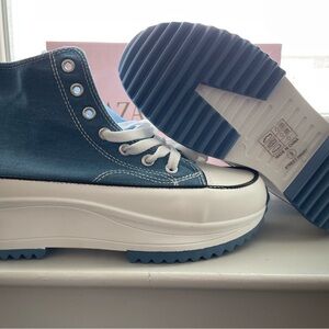 Stylish Blue High-Top Platform Sneakers